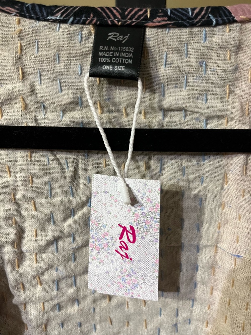New Raj Kantha Kimono – Colorful Handmade – One Size (Fits Most) - Picture 8 of 8